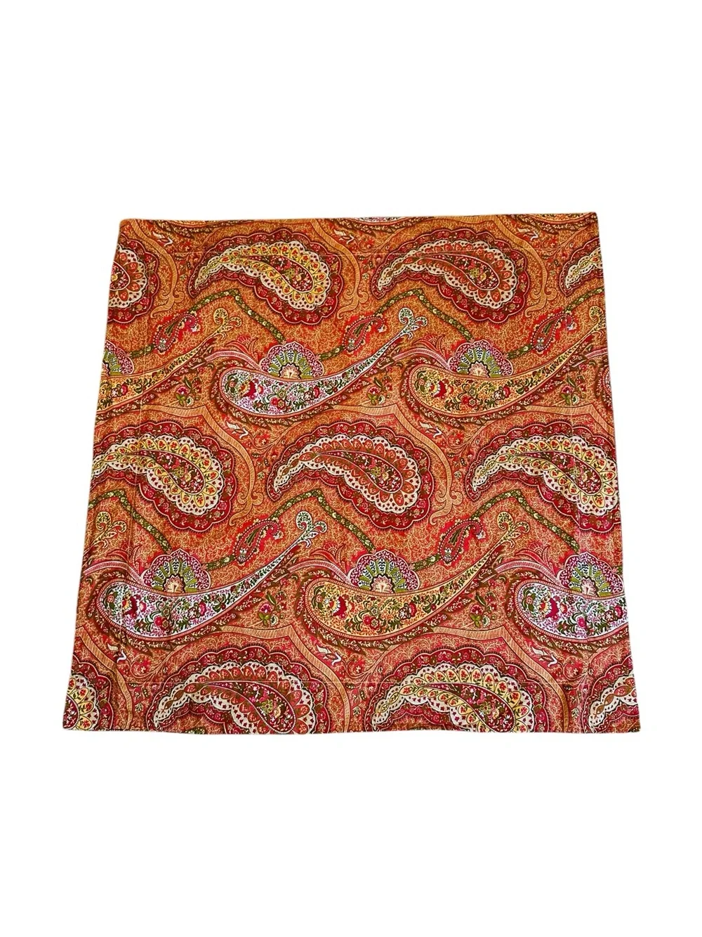Pottery Barn Euro Pillow Sham Decorative Paisley Rust Orange Boho 30x28